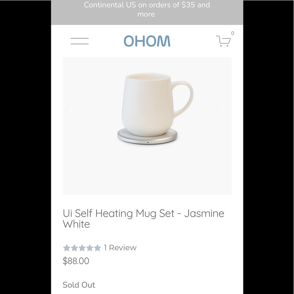 Ui Ohom Fine Ceramic Self-Heating Mug - Never Used, Brand New